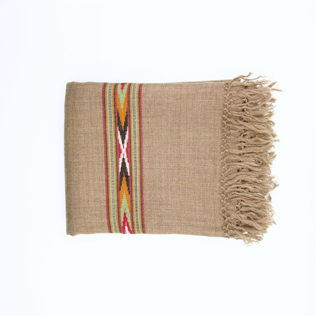 beige Handmade Kullu shawl for sale
