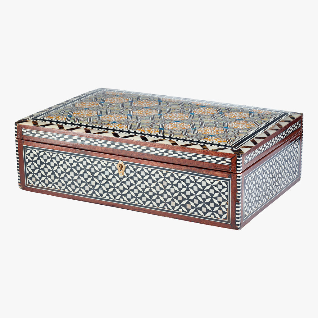 Large Egyptian inlay marquetry box