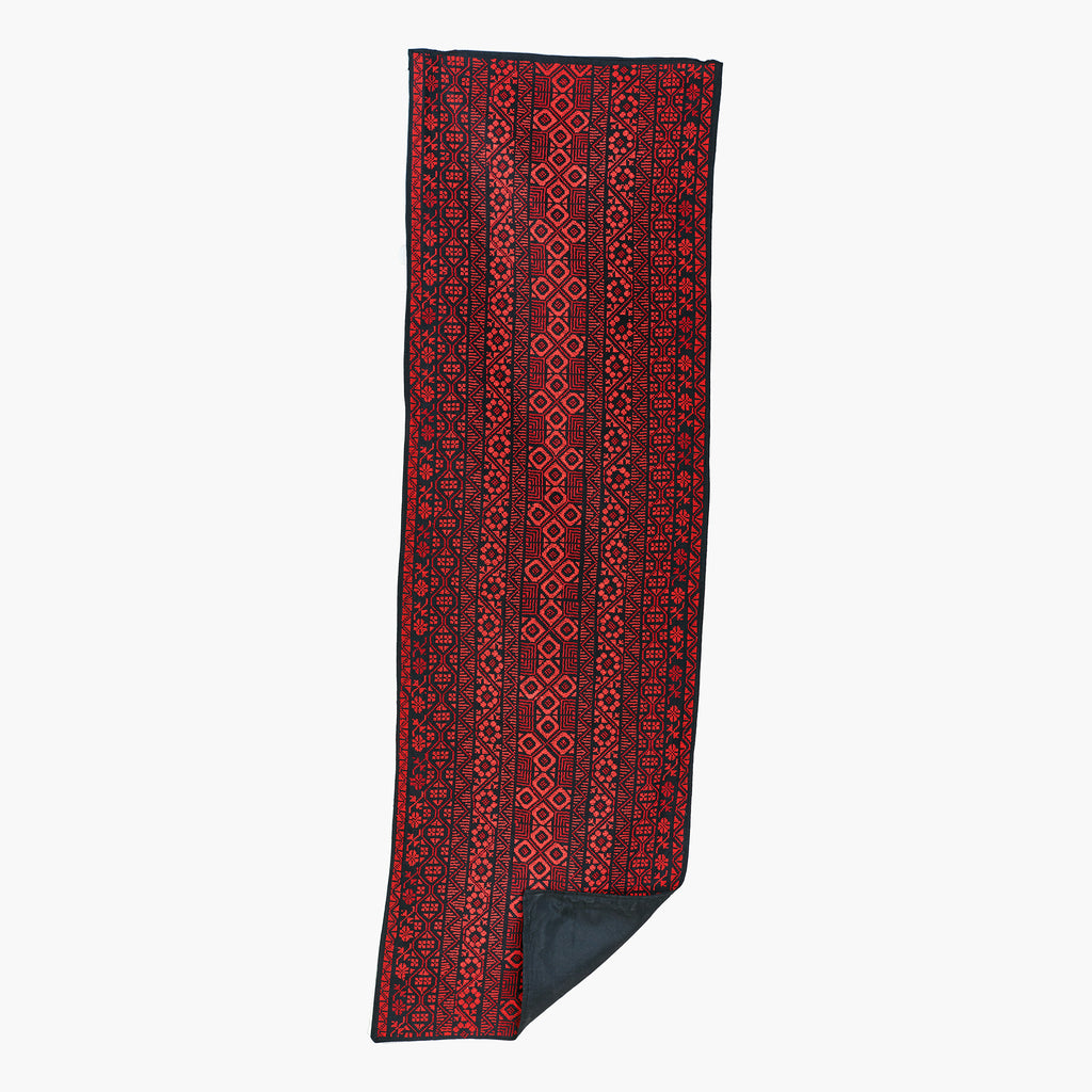 Palestinian Cross-Stitched Table Runner | Black, Dark red & Red