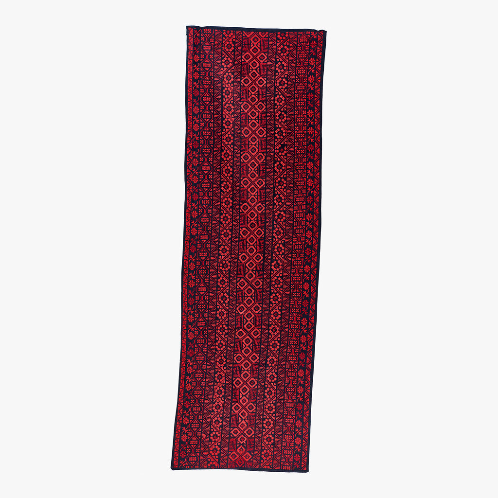Palestinian Cross-Stitched Table Runner | Black, Dark red & Red
